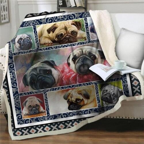 Newest dog 3D Printed Plush Fleece Blanket Adult Fashion Quilt cover Home Office Washable Duvet Casual Kids Girls Sherpa Blanket