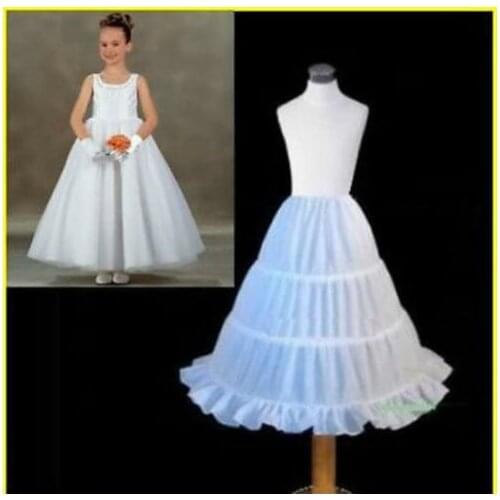 Sensual Looking Fancy Clingy Flower Girls 3-Hoop A-Line Crinoline Petticoat Underskirt Kids