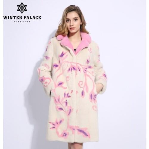 Pink print 3D Stereogram mink fur coat Long winter real fur mink fur coat Velvet level natural mink fur coats