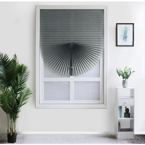 Self-Adhesive Pleated Blinds Half Blackout Windows Curtains for Kitchen Bathroom Balcony Shades for Office/Coffee Window