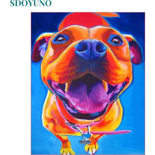 SDOYUNO Frameless Colourful Bulldog Painting By numbers DIY Gift For Room Decoration Wall Art Canvas Painting Bedroom Decor DIY