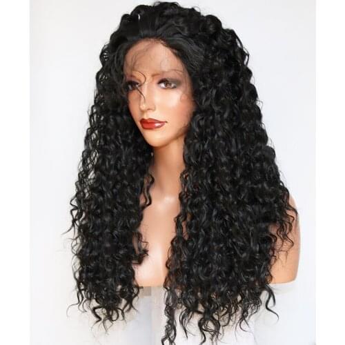 Sissis Kinky Curly Frontal Lace Wig 24inch Long Synthetic High Temperature Fiber Hair Lace Front Wigs For Black Women