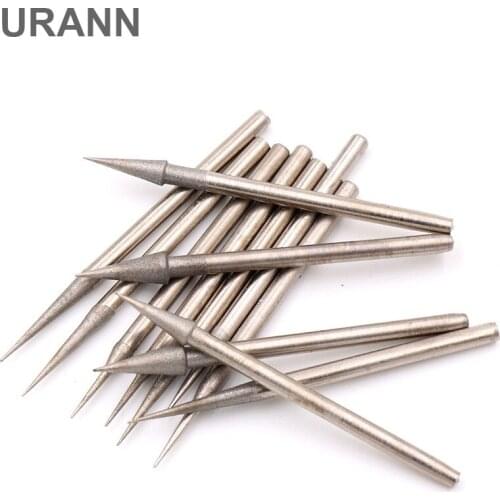 URANN 0.6-4.0mm Diamond Grinding Head 2.35mm Shank Grinding Needle Bits Burrs for Metal Stone Jade Engraving Carving Tools