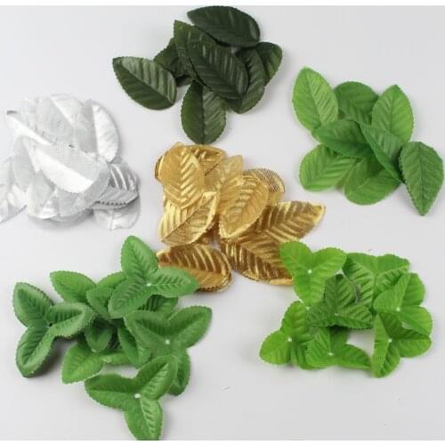 50pcs green artificial leaves wedding home decoration rose leaves DIY cut and paste craft false flowers artificial plants