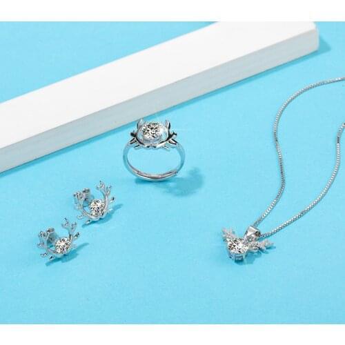 Zhanhao Fashion 2021 Sterling Silver 925 Moissanite Cute Romantic Fancy Shape Earrings Necklace Ring Jewelry Sets