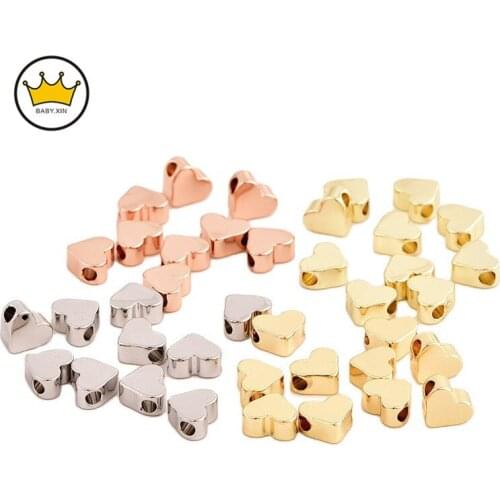 10pcs Metal Gold Love Heart Beads Pendants Small Hole Spacer Beads Charm For Diy Jewelry Making Necklace Bracelets Accessories