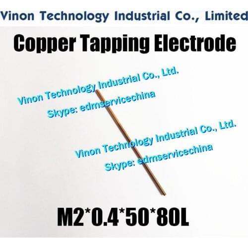 10pcs/lot) M2*0.4*50*80mm Metric Copper Orbital Tapping Electrode. thread length 50mm, total length 80mm without hole
