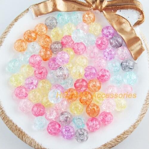 100 New Shivering Round Charms Acrylic Spacer Beads Mixed Flower 8mm