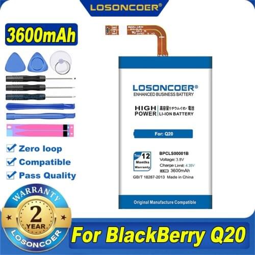 100% Original LOSONCOER 3600mAh BPCLS00001B Battery For BlackBerry Q20 Battery Classic SQC100-1 SQC100-3