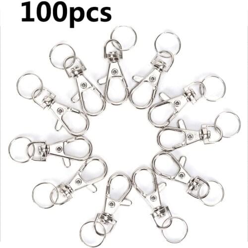 100pcs/lot Metal Carabiner Clip Swivel Trigger Dog Buckle KeyRing KeyHooks Retaining Ring DIY Craft Lobster Clasp New Arrival