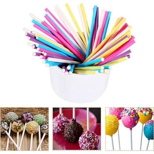 100pcs Lollipop Sticks 15cm Paper Lollipop Sticks Cake Pops Making Tool Baking Cake Lollipops Candy Chocolates Cookies DIY Craft