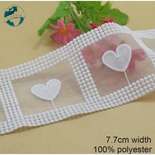 3yards 7.7cm white polyester embroidery lace french lace ribbon fabric guipure diy trims wedding lace sewing Accessories#3835