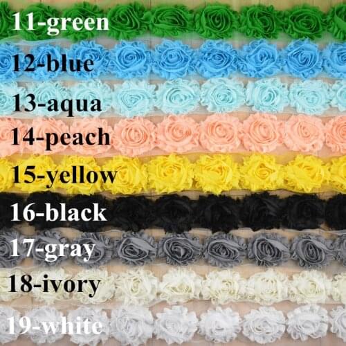 30 Yards/lot Shabby Chiffon Flowers YOU PICK colors Wholesale Bulk - DIY Headband Wedding Invitation Flowers