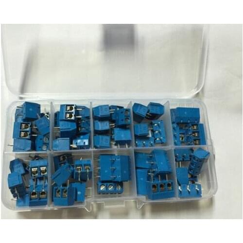 40pcs 5.0mm-2pin + 25pcs 5.0mm-3pin (KF301) "+" Screw 5.0mm Straight Pin PCB Screw Terminal Block Connector Splice 4/5/6 pin