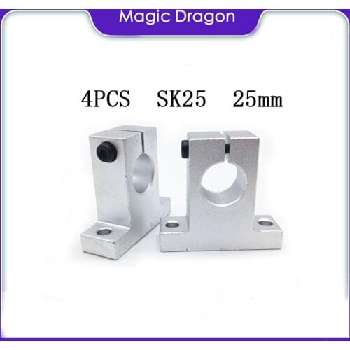 Free Shiping 4pcs SK25 25mm High quality Shaft Support Linear Shaft Support Linear Rod CNC Router SH25A