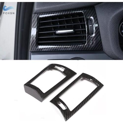 For BMW X3 F25 X4 F26 2011 - 2017 Car Carbon Texture Side Dashboard Air Outlet Frame Cover Trim Air Conditioner Vent Strips