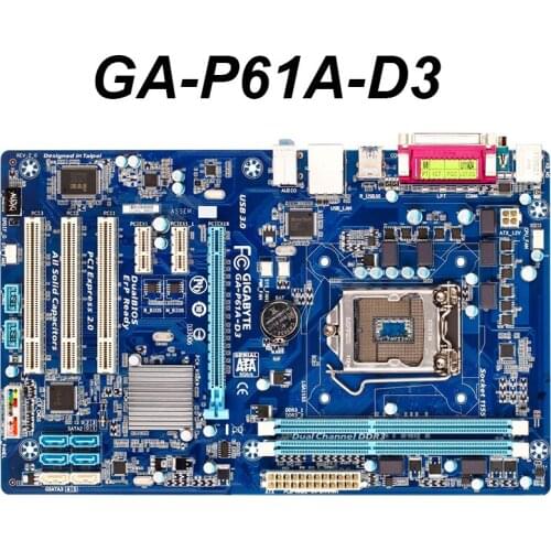 For Gigabyte GA-P61A-D3 Original Motherboard DDR3 LGA 1155 Boards P61A-D3 16GB Usb3.0 H61 Used Desktop Motherboard