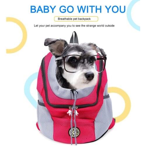 Breathable Double Shoulder Portable Travel Backpack Outdoor Pet Dog Carrier Bag Pet Dog Front Bag Mesh Head Pet Supplies
