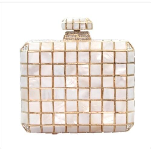 White Shell Diamond Rhinestone Lady Elegant Wedding Bridal Evening Bag Womans Crystal Party Dinner Female Clutch Handbags Purse