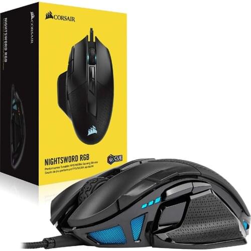 CORSAIR Nightsword RGB, Performance Tunable FPS/MOBA Gaming Mouse Black Backlit RGB LED, 18000 DPI Optical