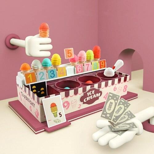 Ice Cream Machine Toys Ice Cream Vending Machine Set Number Cognitive Childrens Kitchen Play House Toys Girls Birthday Gift