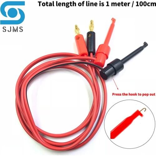 Multimeter Tools 4mm Gold Plated Banana Plug to Test Hook Clip Lead Cable 1M (3.3Ft) Test Line Cable Equipment Connector 1 meter