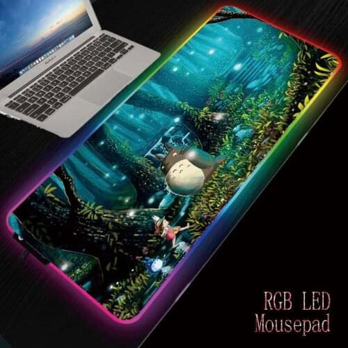 XGZ My Neighbor Totoro LED Illumination Mouse Pad RGB Computer Mice Mat Large Mousepad for Desk Laptop Notebook Gaming Mouse Pad