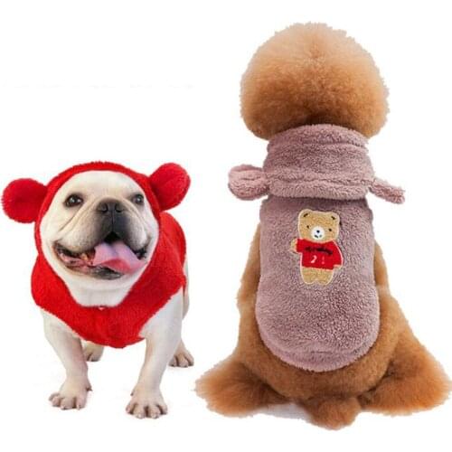 Red Warm Winter Dog Clothes For French Bulldog Cute Clothing Puppy Kitten Coat Jacket Pet Costume Small Medium Dogs
