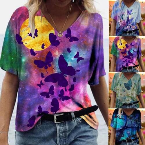 Colorful Fabric Women Fashion Female Floral Print Plus Size Clothes Casual Belted All-Match V-Neck Tunic Tops Pullovers