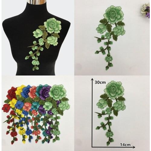 Lace fabric High quality Laces 3D rose flower Embroidery Polyester Lace collar DIY Sewing Trim Craft material Dress Accessories