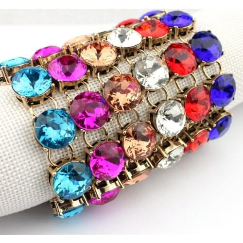 2020 Hot Selling 1.5cm Classic Faceted Round Glass Crystal Dot Bracelets for Women Gold Fashion Designer Inspired Brand Jewelry