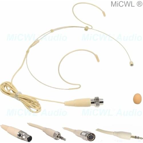 MiCWL B40 Beige ear hook Headset Microphone for Sennheiser Shure AKG Samson Audio-Technica MiPro Wireless many plug for choice