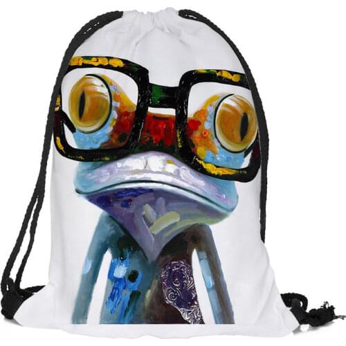 Custom frog painting Backpack Drawstring Bag Travel Beach School Bag Multi-function Backpack Printing