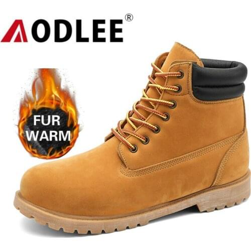 British Style Men Boots Fashion Plush Warm Clunky Snow Boots Classic Men Motorcycle Boots Men Hiking Shoes Dropshipping AODLEE