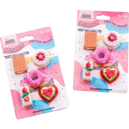 12packs/lot Kawaii Cookie Donut Eraser Set funny students' gift kidss Puzzle Toy office school Stationery supplies