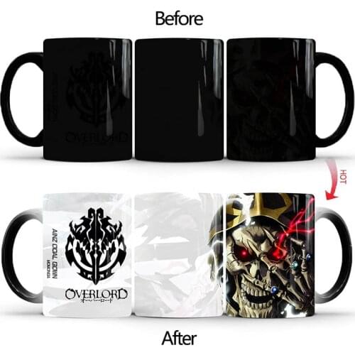 New 350mL Anime JK Overlord Ainz Ooal Gown Cosplay Mark Color Change Skull Momonga Daily Drink Mugs Tea Milk Coffee Ceramic Cups