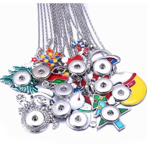 New Snap Button Necklace Jewelry Christmas tree Metal buttons Pendant Necklace for Women Fit DIY 12mm 18mm Snap Buttons Jewelry
