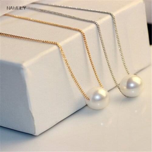 High Quality Pearl Necklace Gold Silver Color For Women Pendant Simulated Pearls Choker Necklace Fashion Wholesale Jewelry Gift