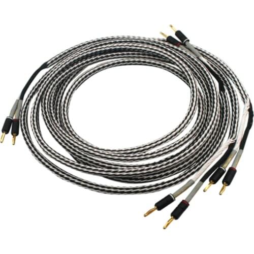 Pair Audiophile 12TC HiFi Audio Speaker Cable with Gold-plated Banana Plug for Amplifier CD Player
