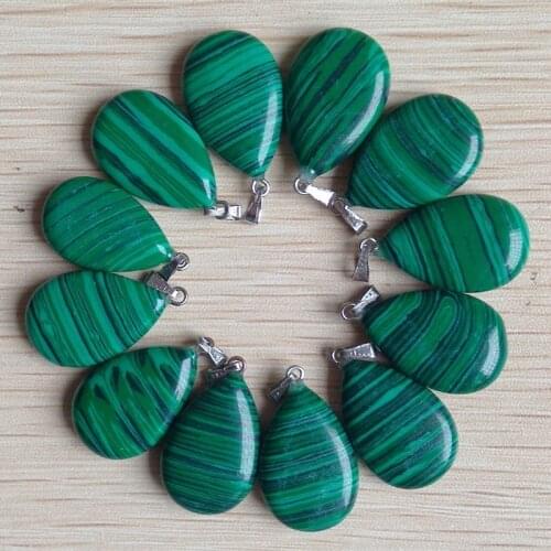2018 Fashion Hot sale top quality natural malachite water drop teardrop charms pendants jewelry 50pcs wholesale free shipping