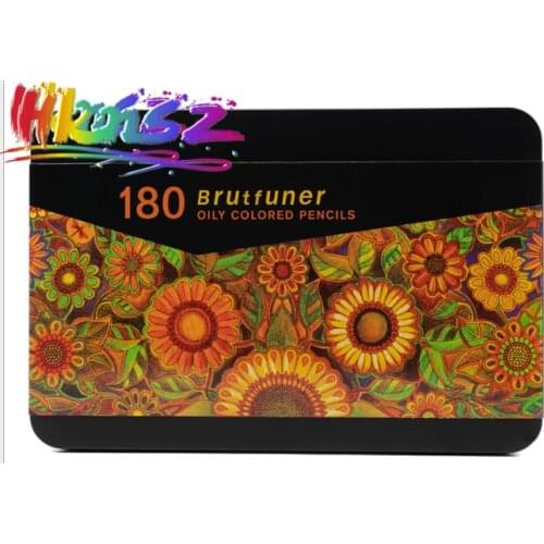 Brutfuner 180 Color Professional Oil Color Pencils Wood Soft Watercolor Pencil For School Supplies