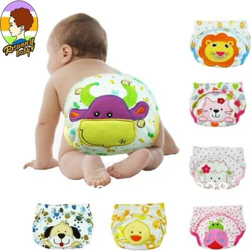 Risunnybaby Baby Diapers Cotton Breathable Washable Reusable Baby Diapers Adjustable Animal Print Diapers