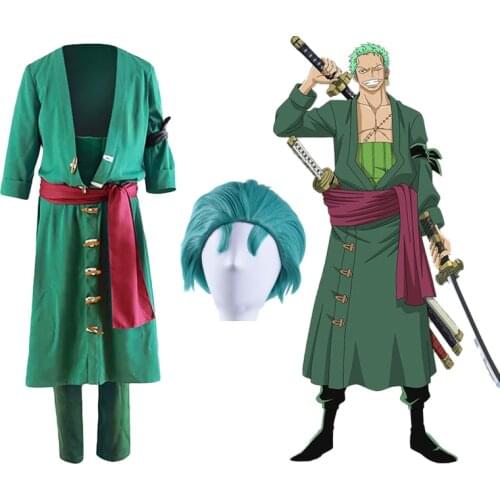Roronoa Zoro Costume Anime Cosplay ONE PIECE Cosplay For Women Men Halloween Costumes Green Wig Fancy Role Play Party