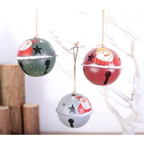 Christmas Decoration Christmas Snowman Santa Ball Jingle Bell Ornaments Christmas Tree Bells Pendant Holiday Party K0AB