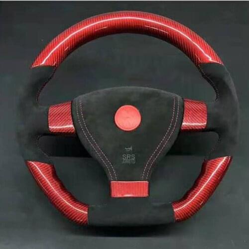 Cuatomized Real Carbon Fiber Sports Steering Wheel Alcantara Leather compatible for Volkswagen Golf GTI 2008-2013
