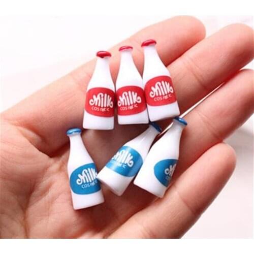Tanduzi 100PCS Wholesale Cute Decoden Resin Mini Milk Bottle Dollhouse Milk Simulation Food Miniaturas Home Decor Resin Crafts