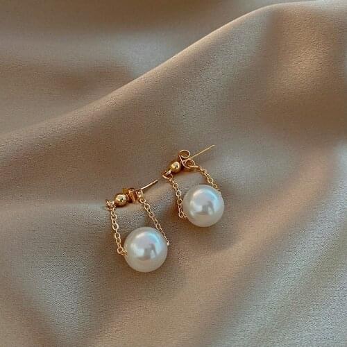 Simple Elegant Small Pearl Pendant Earrings For Woman 2021 New Fashion Jewelry Party Ladies' Unusual Dangle Earrings Accessories