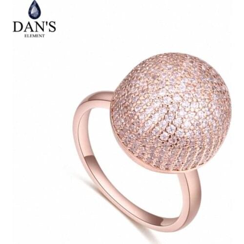 DANS Element Brand Real AAA Zirconia Micro Inlays Rose Gold Color Ring Party For Women Valentine Gift 130579