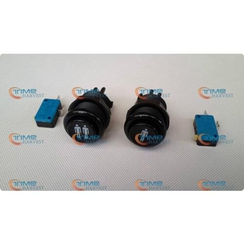 10 pcs American-style 1P & 2P black push button with microswitches for game machine accessories amusement arcade machine parts