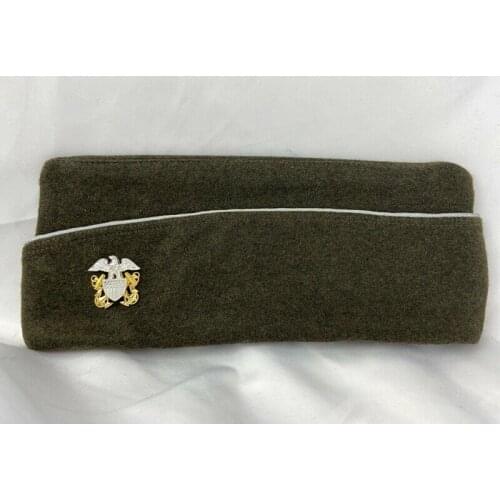WW2 US NAVY OFFICERS WOOL GARRISON CAP HAT METAL INSIGNIA SOLDIER MILITARY HAT WAR REENACTMENTS 5605101